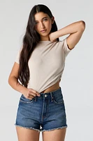 Ribbed Side Cinched Cropped T-Shirt