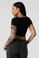 Ribbed Corset Short Sleeve Crop Top