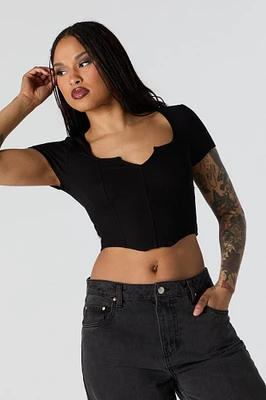 Ribbed Corset Short Sleeve Crop Top