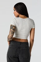 Ribbed Corset Short Sleeve Crop Top