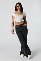 Ribbed Corset Short Sleeve Crop Top