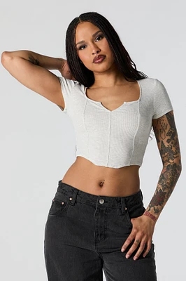 Ribbed Corset Short Sleeve Crop Top