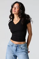 Ribbed V-Neck T-Shirt