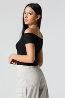 Ribbed Off Shoulder Crop Top