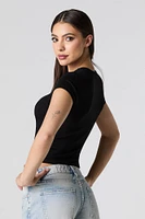 Cropped Ribbed T-Shirt