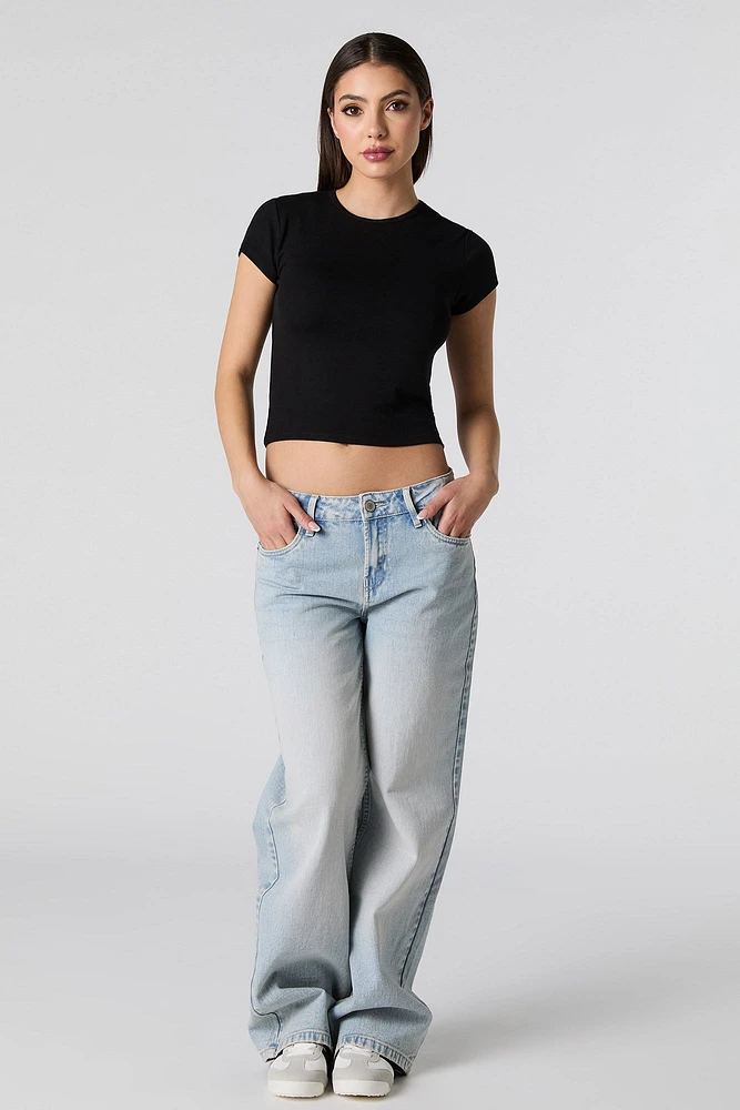 Cropped Ribbed T-Shirt