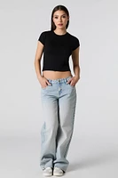 Cropped Ribbed T-Shirt