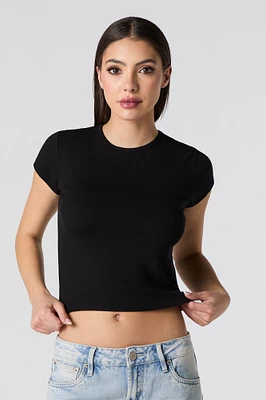 Cropped Ribbed T-Shirt