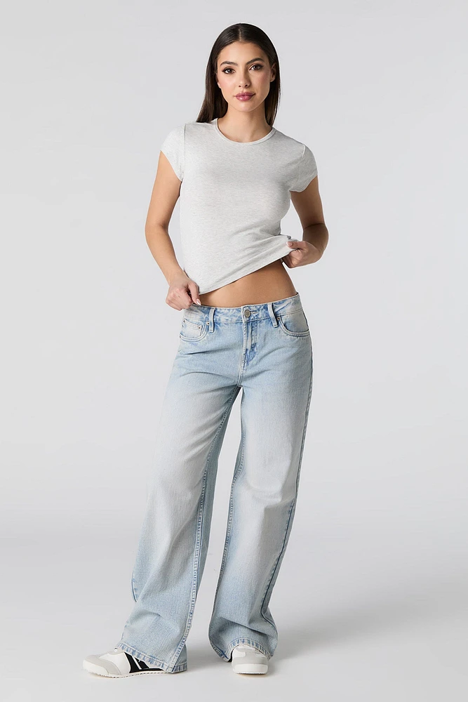 Cropped Ribbed T-Shirt