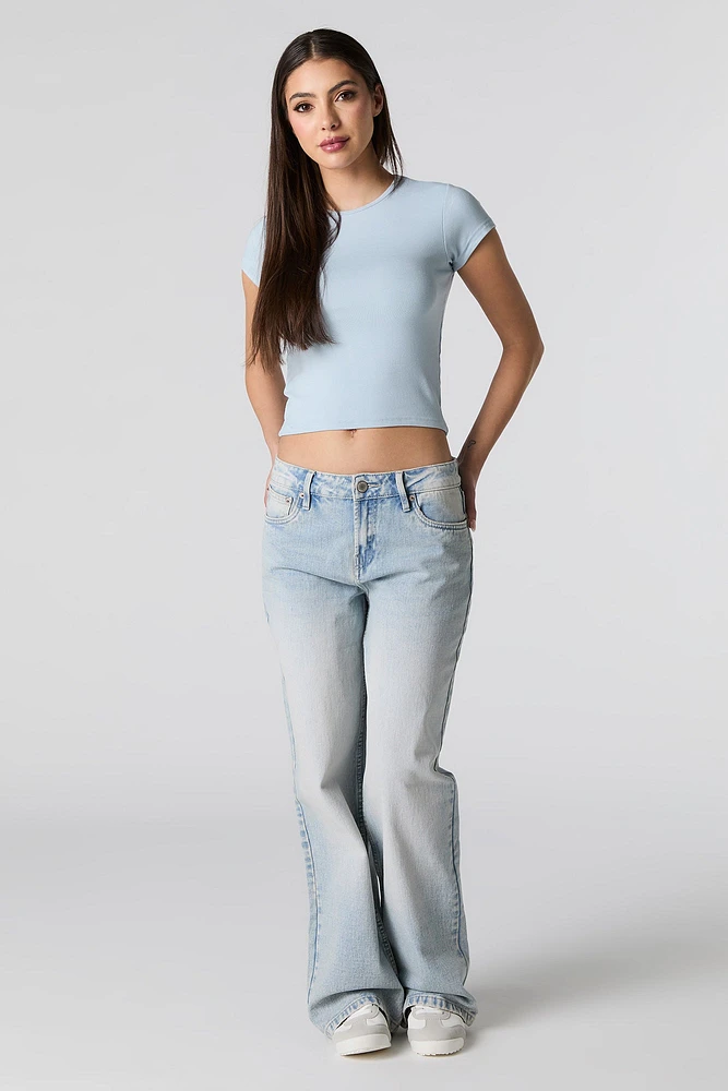 Cropped Ribbed T-Shirt