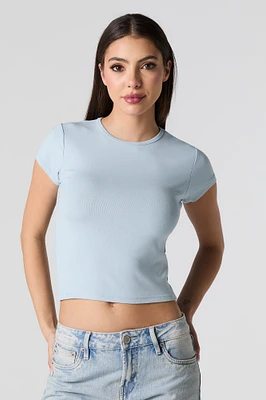 Cropped Ribbed T-Shirt