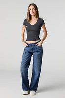 Ribbed V-Neck T-Shirt