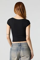Ribbed Scoop Neck Cap Sleeve Top