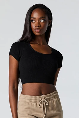 Seamless Ribbed Short Sleeve Cropped T-Shirt