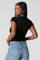 Ribbed Cinched Sweetheart T-Shirt