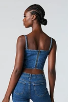 DÃ©bardeur corset en denim