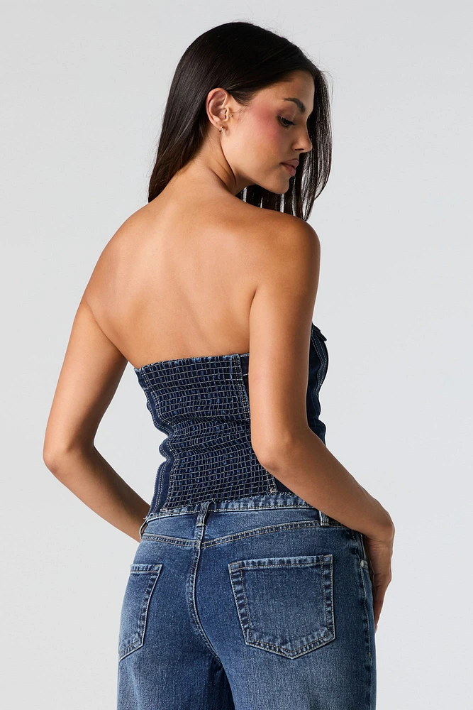 Haut tubulaire boutonnÃ© en denim