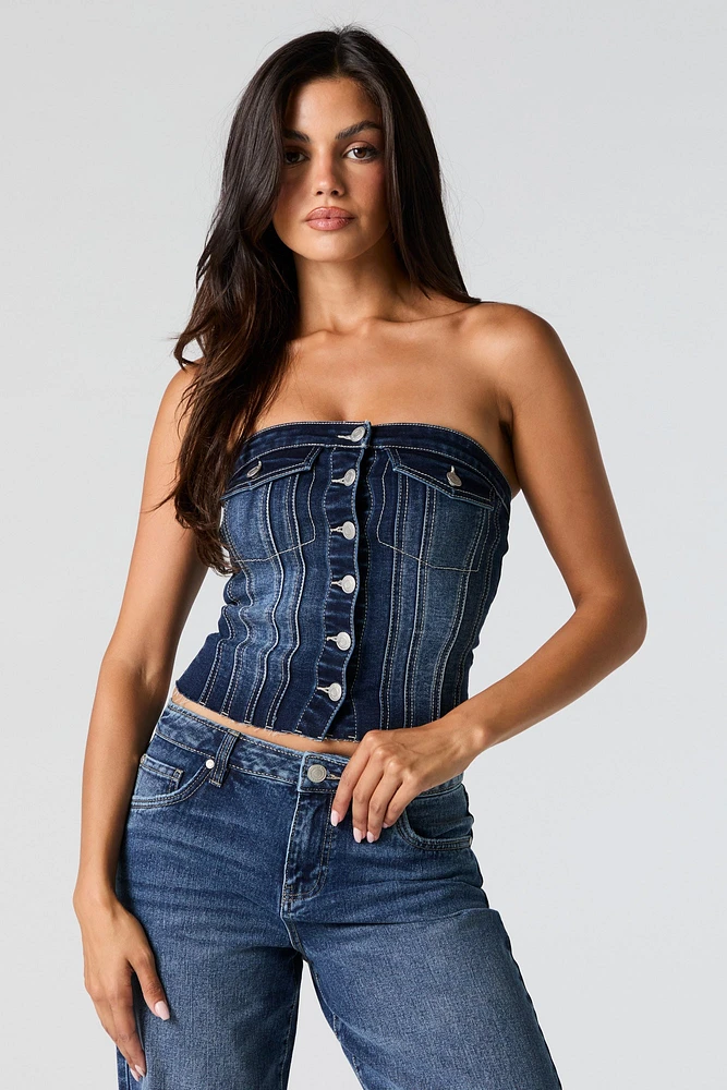 Haut tubulaire boutonnÃ© en denim