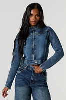 Blouson de style moto en denim