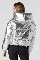 Blouson bouffant avec capuchon et taille coulissante