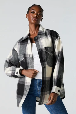 Sherpa Lined Plaid Flannel Shacket