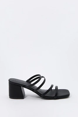 Faux-Leather Strappy Open Toe Heel