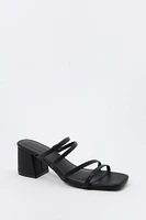 Faux-Leather Strappy Open Toe Heel