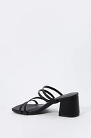 Faux-Leather Strappy Open Toe Heel