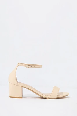 Faux Leather Open Toe Ankle Strap Heel