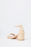 Faux Leather Open Toe Ankle Strap Heel