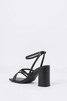 Faux Leather Open Toe Strappy Heel