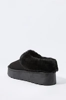 Faux Fur Collared Platform Slipper Bootie