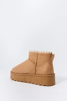 Faux Suede Stitched Edge Platform Booties