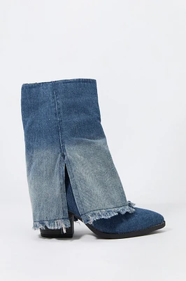 Bottes Ã  talon effilÃ© avec revers en denim