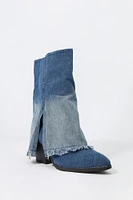 Bottes Ã  talon effilÃ© avec revers en denim