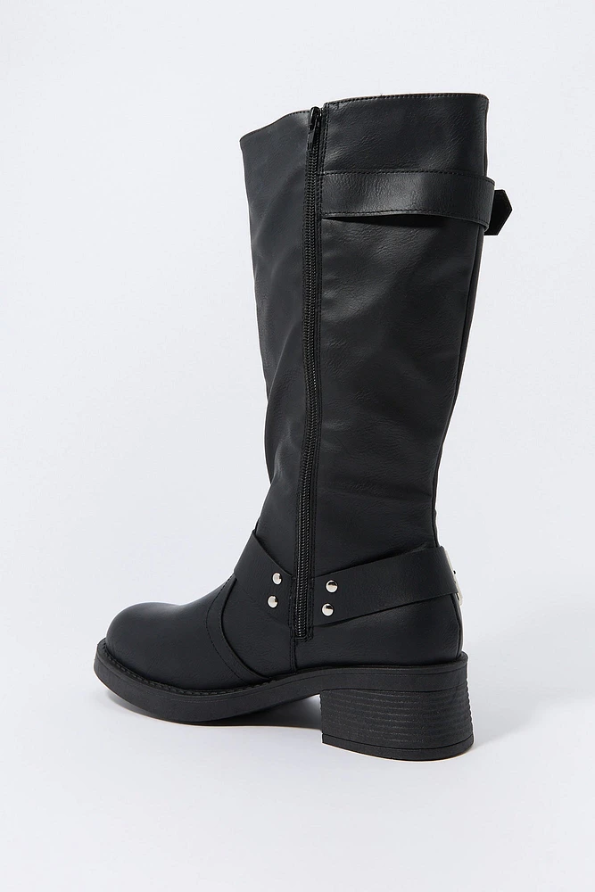 Bottes en similicuir avec boucles et anneau O