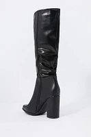 Faux Leather Slouchy Heeled Boot