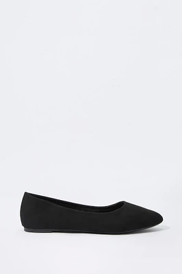 Faux Suede Pointed Toe Ballet Flat