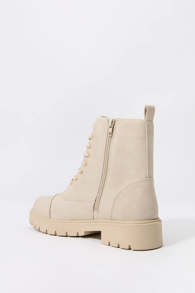 Faux Suede Lace Up Boot