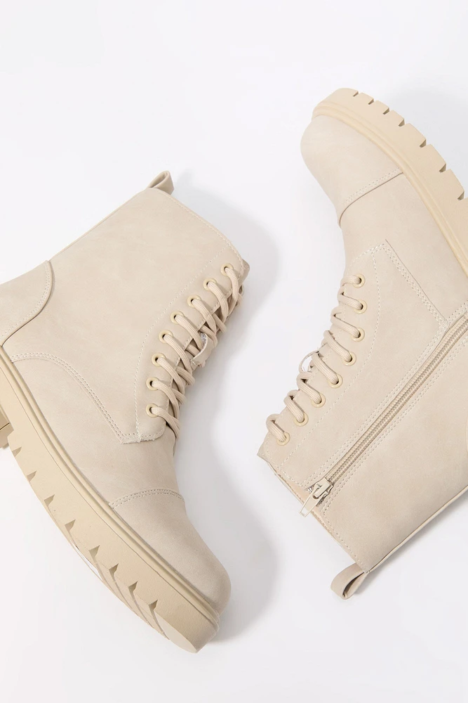 Faux Suede Lace Up Boot