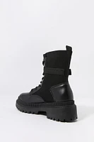 Lace Up Buckled Boot