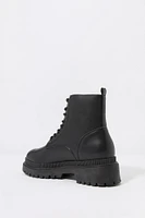 Faux-Leather Lace Up Boot