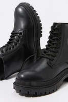 Faux-Leather Lace Up Boot