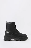 Faux-Leather Lace Up Boot