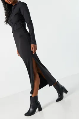 Faux-Leather Heeled Bootie