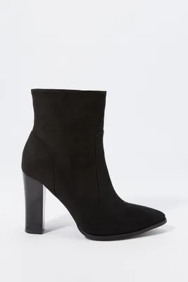 Faux-Suede Pointed Toe Platform Boot
