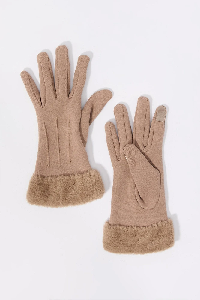 Gants à écran tactile avec liséré de similifourrure