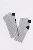 Gants à écran tactile avec superposition en tricot côtelé