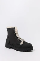 Faux Fur Lined Lace Up Boot