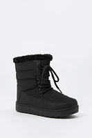 Faux Fur Collared Lace Up Winter Boot